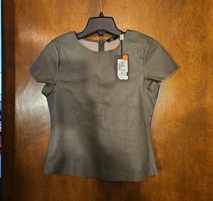 NWT AS by DF  Women's  Military Green 100% Leather Shirt..Sz M